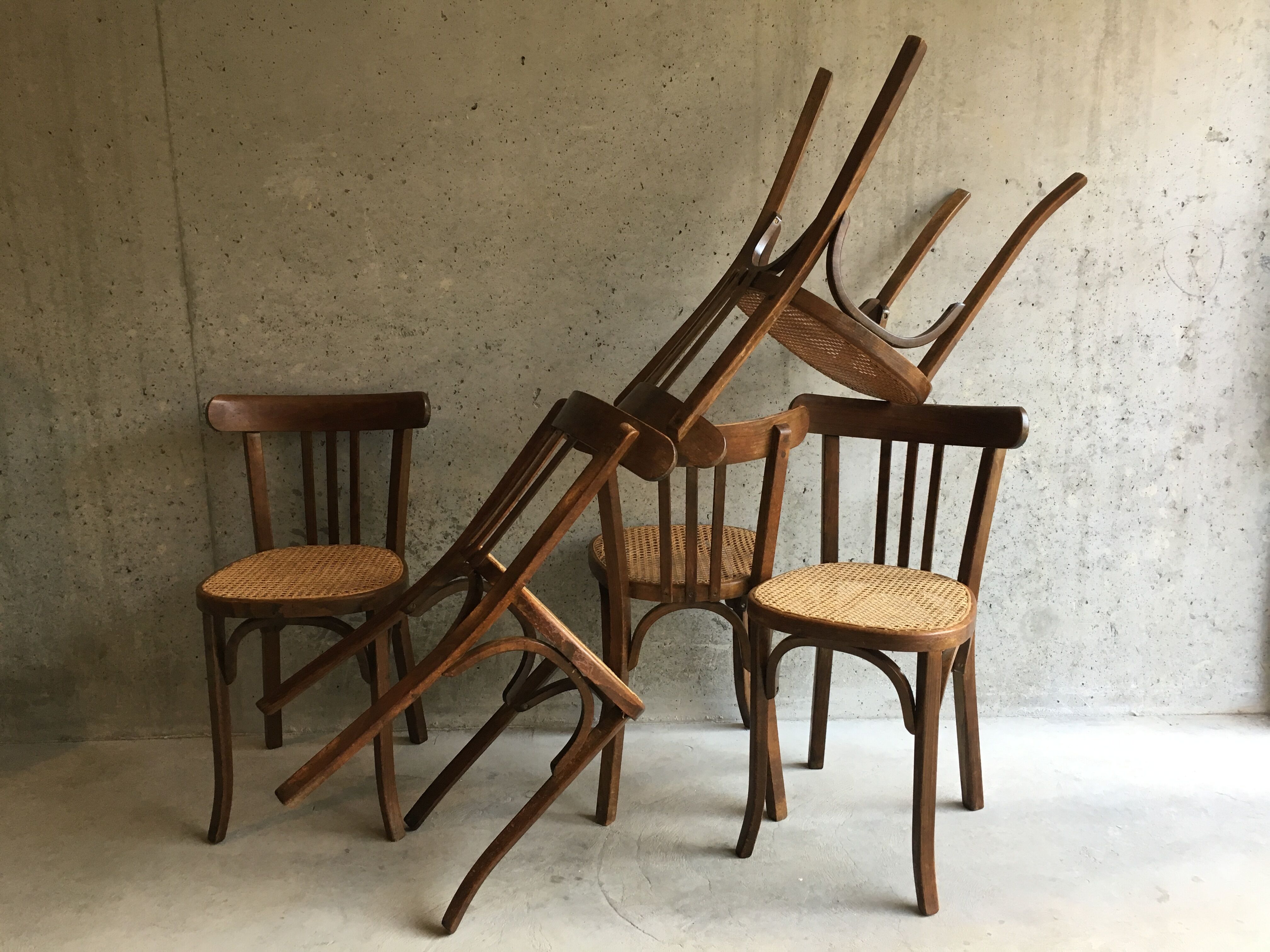 Set of 5 canned Baumann chairs