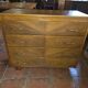 Vintage oak chest of drawers with herringbone patterns from the 1960s.