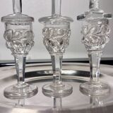 Cabaret set Baccarat 8 glasses and silver plated tray