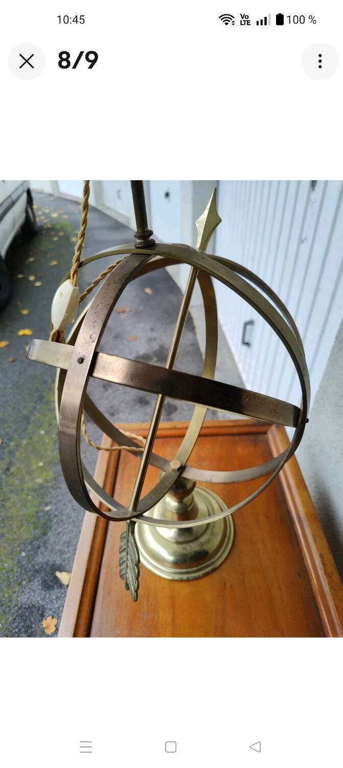 Lampe de table Sphère Armillaire Des Années 60 En Laiton