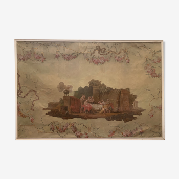 Peinture sur toile a décor d'une scène a l'Antique Panneau décoratif XIX siècle