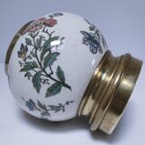 round vase earthenware brass decorated with flowers and insects early 20th century