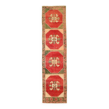 3x12 Ruby Red Vintage Persian Runner Rug, 92x371Cm SK20380