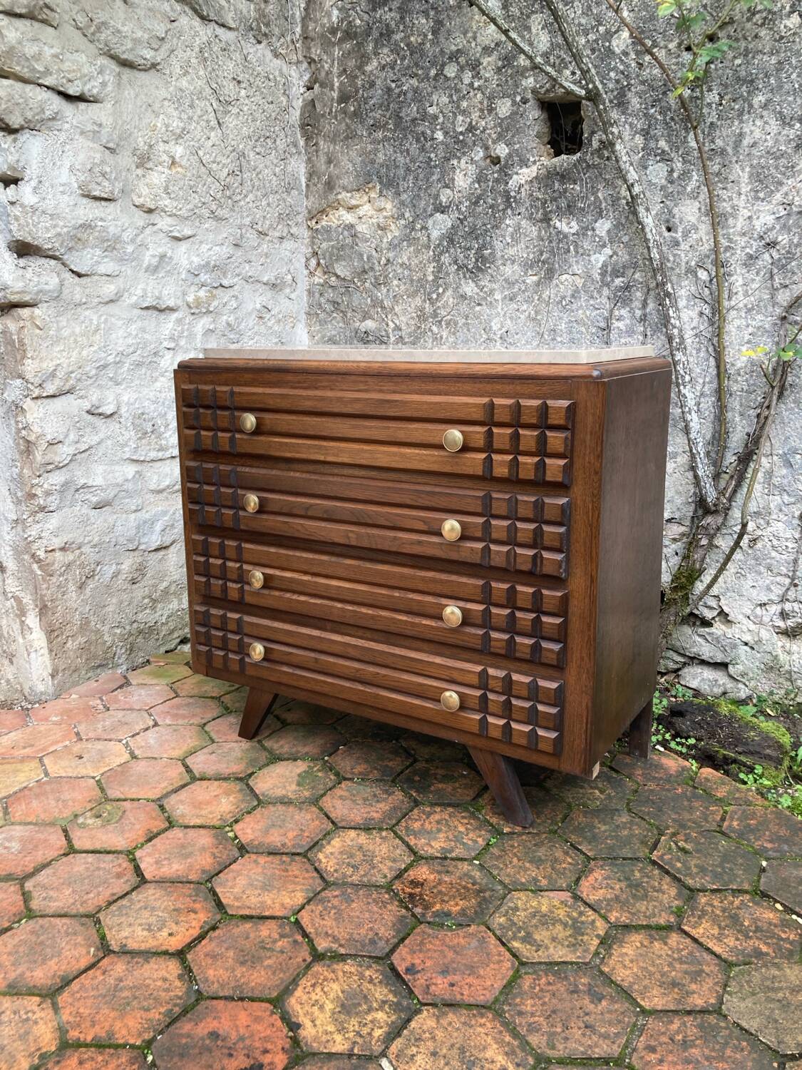 Vintage chest of drawers with splayed legs