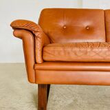 Vintage Danish Svend Skipper 3 person sofa in cognac leather 1970s
