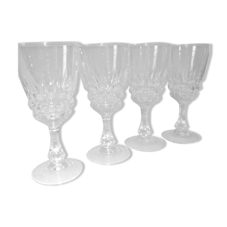 4 verres à vin en cristal au plomb Pompadour Cristal d'Arques,