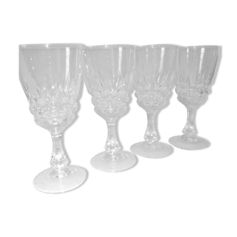 4 crystal glasses with lead Pompadour Cristal d'Arques,