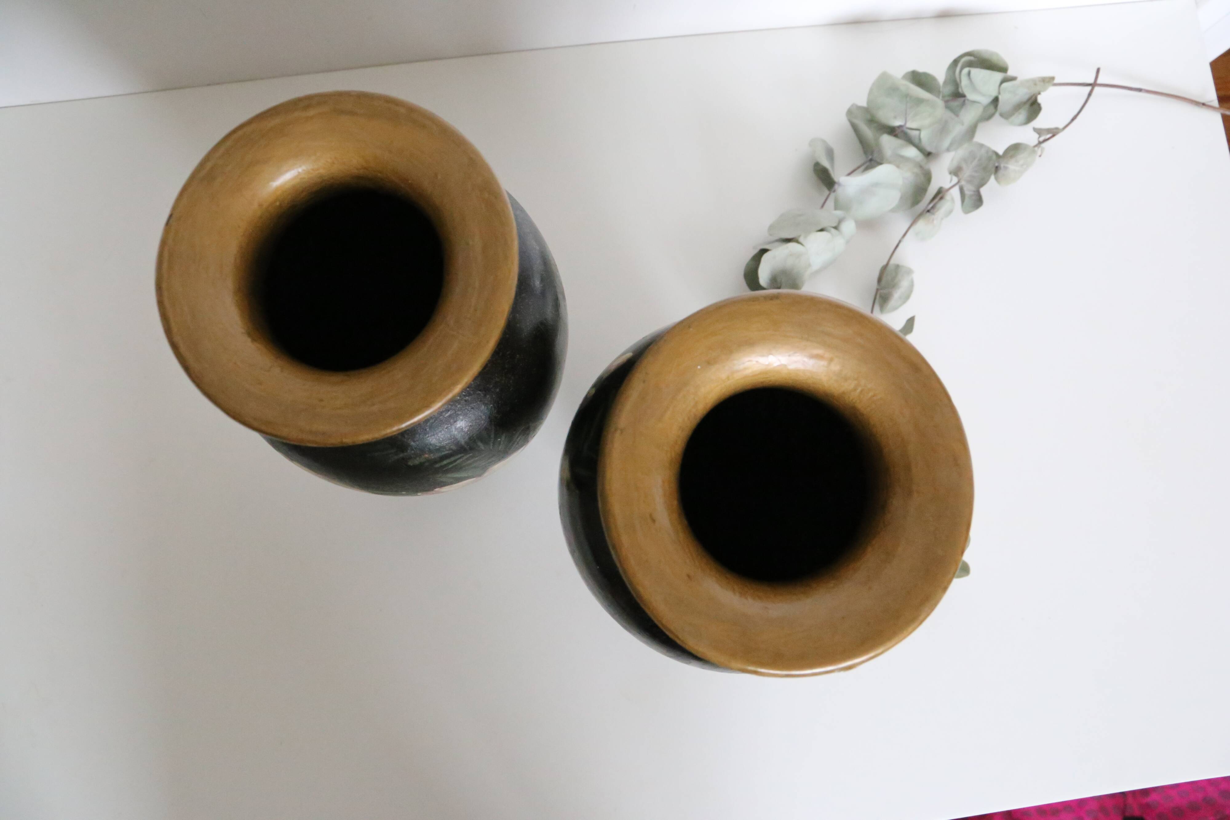 Pair of ceramic vases, hand painted