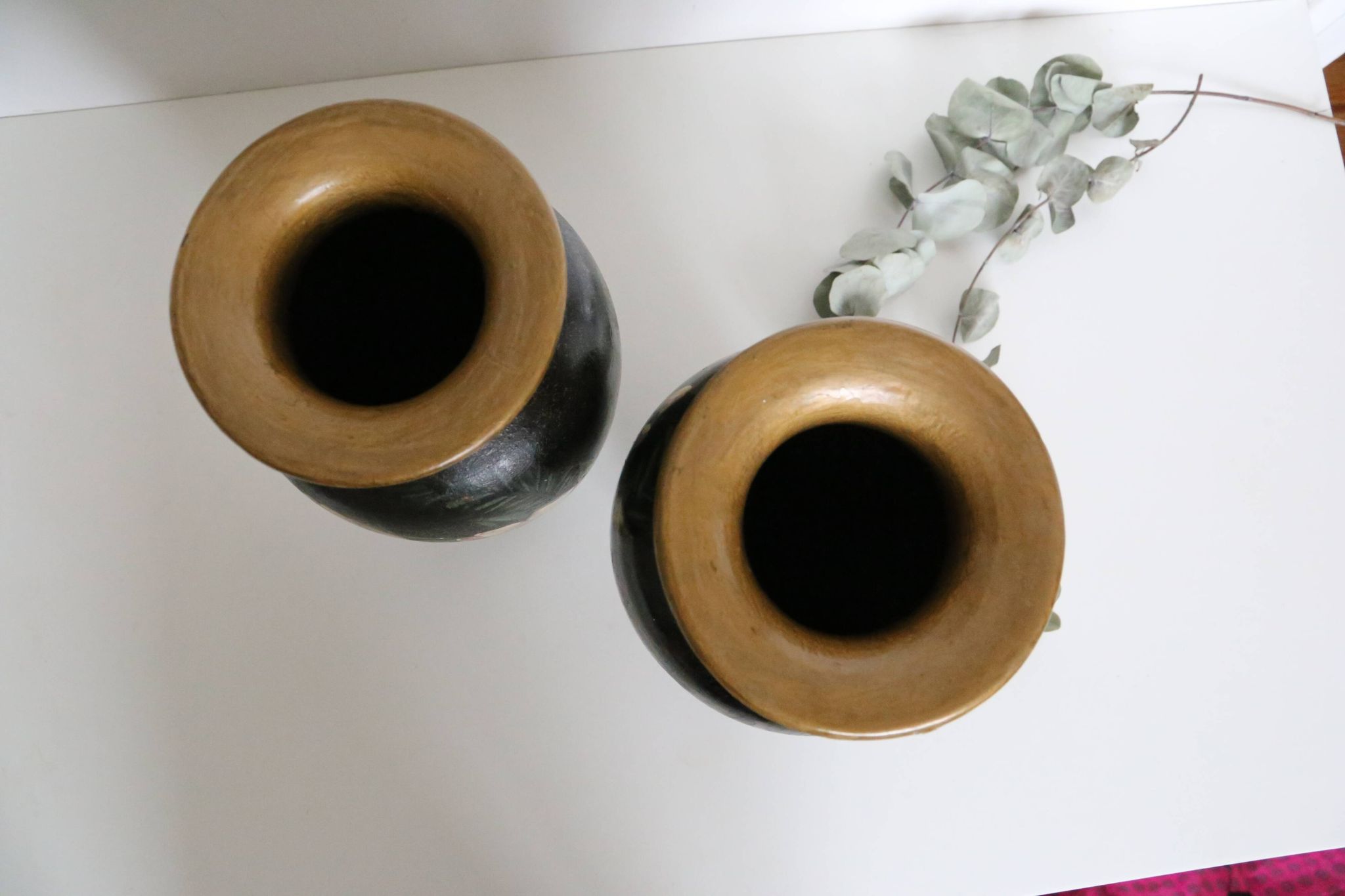 Pair of ceramic vases, hand painted