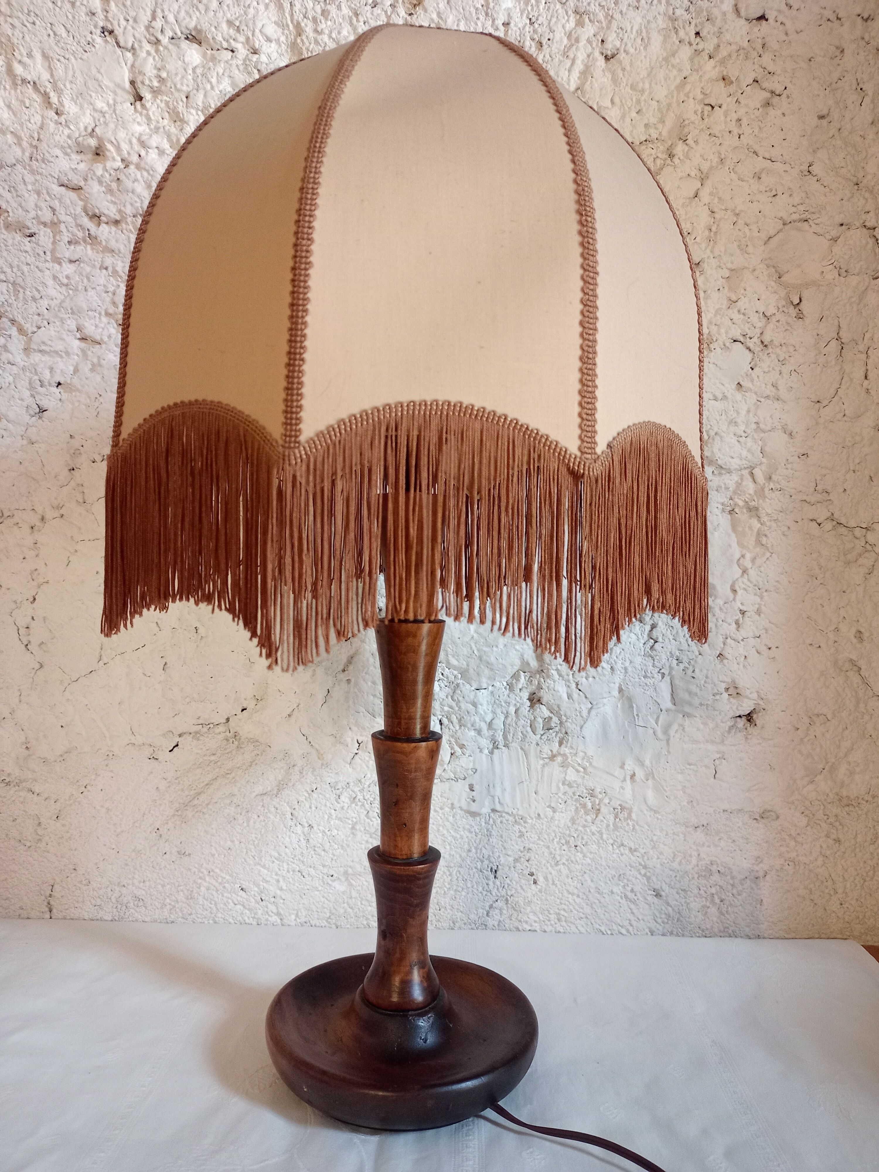 Wooden lamp turned in walnut