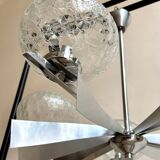5-light chandelier in chromed metal and cracked glass