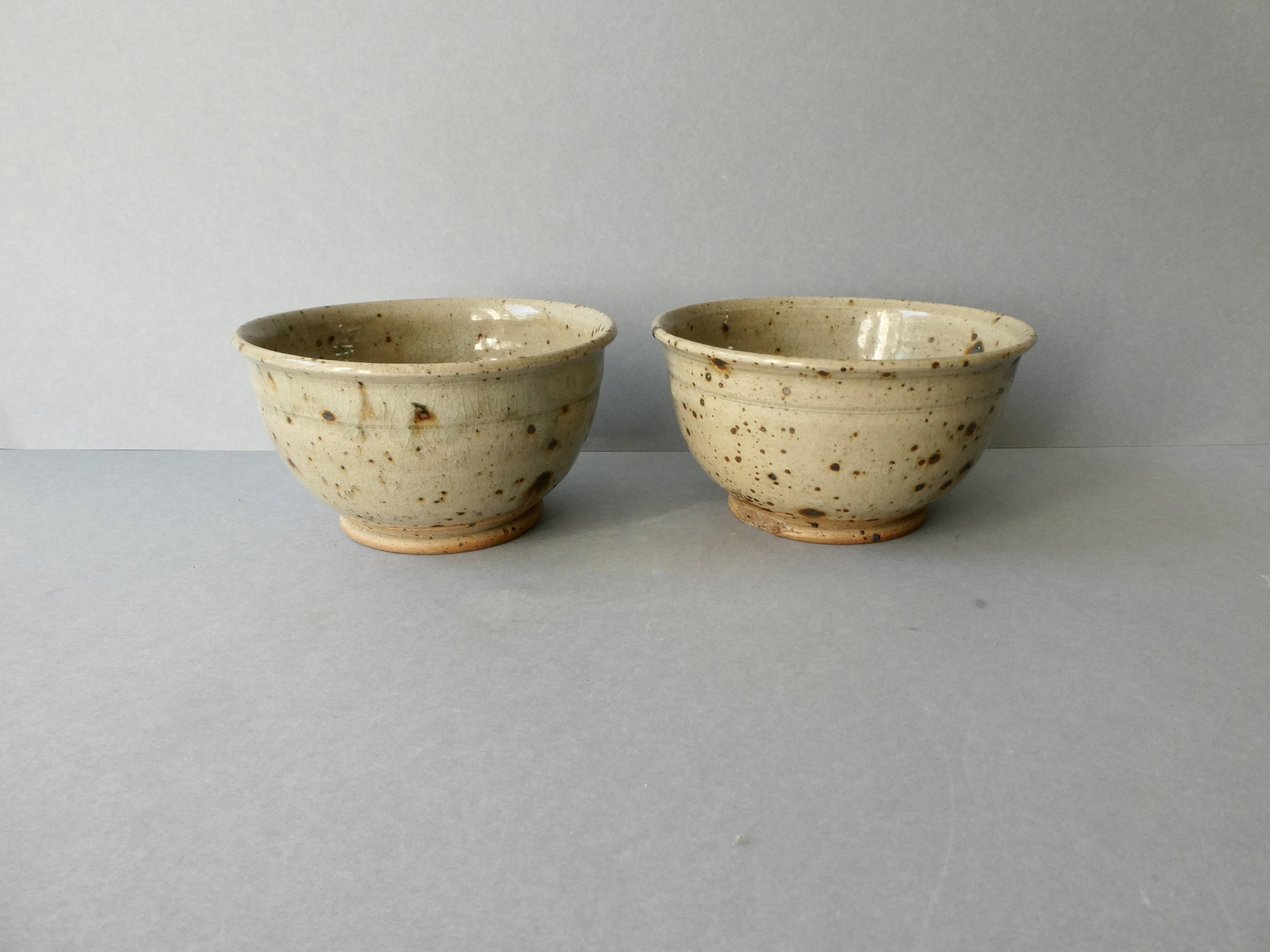 2 stoneware bowls signed, Rémi Bohnert, la Borne, 1970s