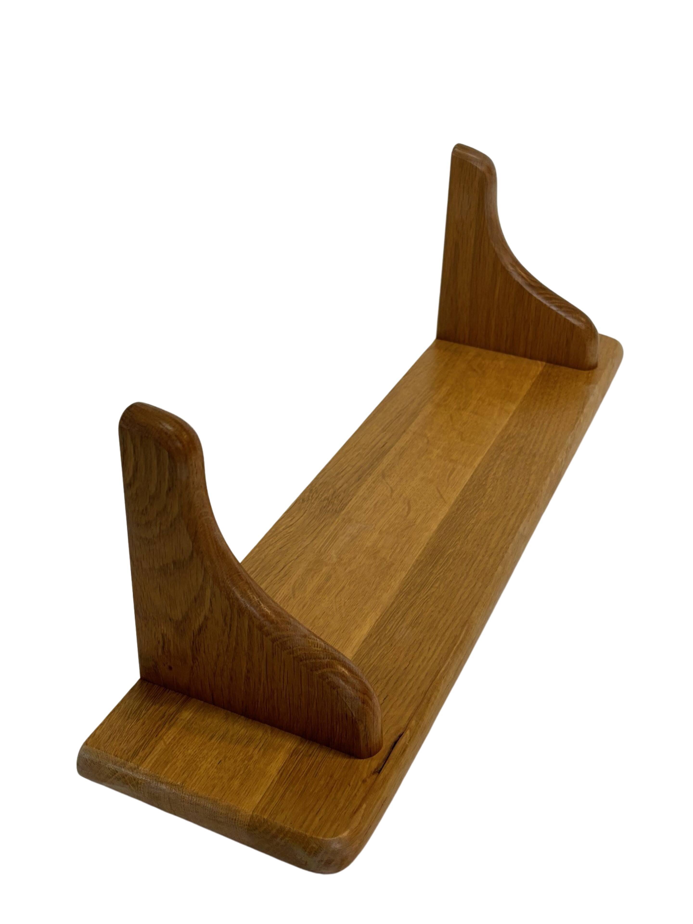 Vintage oak wall rack book shelf 1970s wood minimalist design