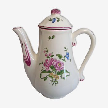 Cafetière vintage Vieux Saint Amand avec motifs floraux