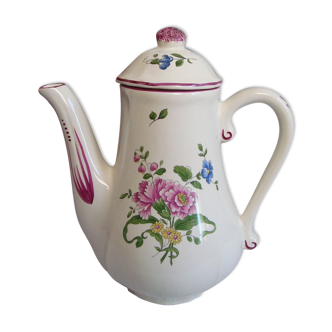 Cafetière vintage Vieux Saint Amand avec motifs floraux