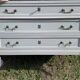 Louis XVI style chest of drawers in versailles grey patinated mahogany with white marble