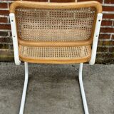 Cesca chair b32 model in white and wood by Marcel Breuer