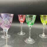 6 verres à porto en cristal de couleur