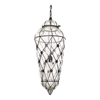 Italian glass caged pendant lamp