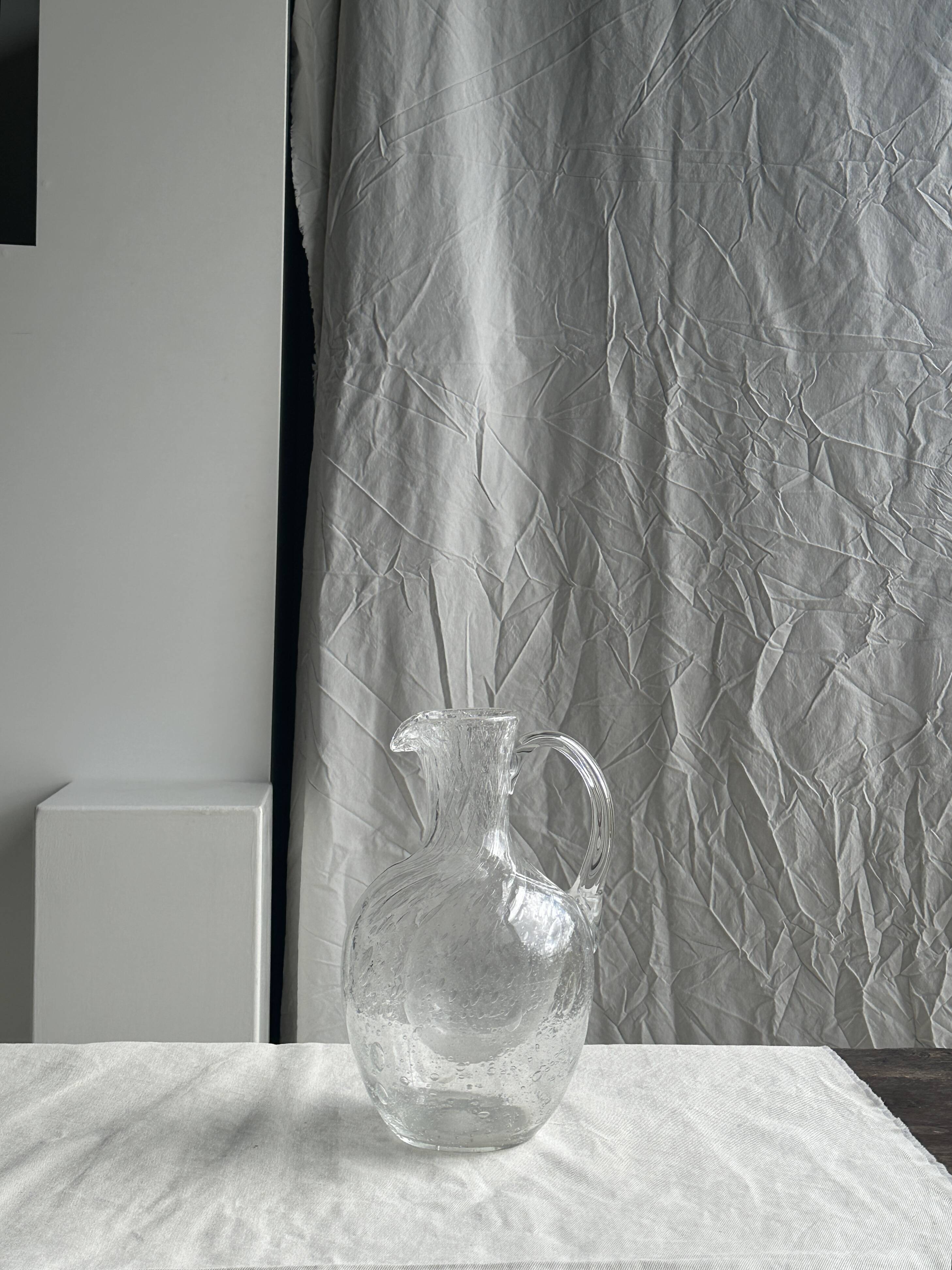 Large blown glass carafe with ice cube compartment Biot
