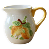 Pichet vintage en faïence et barbotine motif citron