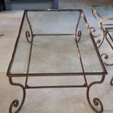 Bronze base coffee table, glass top