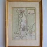 Martigues pond Old geographical map 18th century engraving 1764 by Bellin