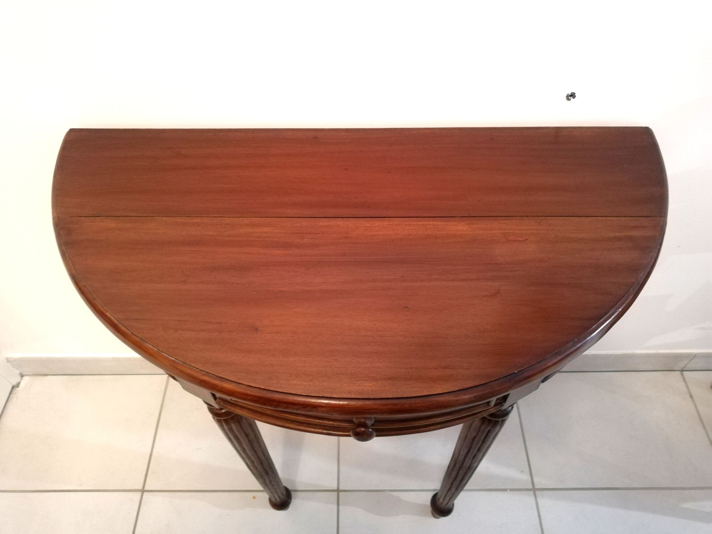 Console demi-lune en merisier