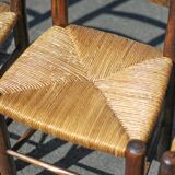 Set of 4 wooden and straw chairs, wooden chair, straw chair, countryside, chalet