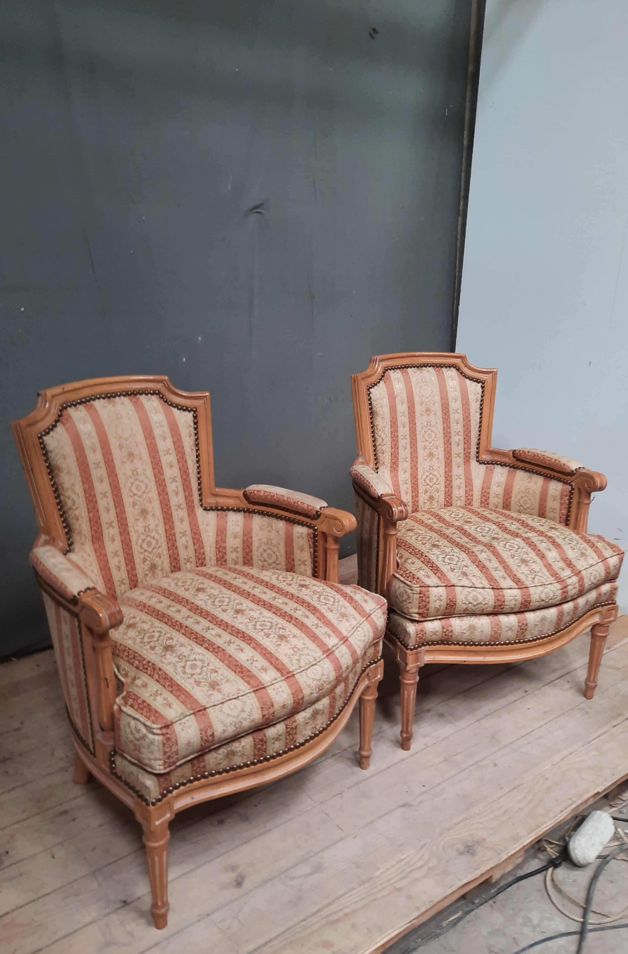Pair of Louis XVI style armchairs