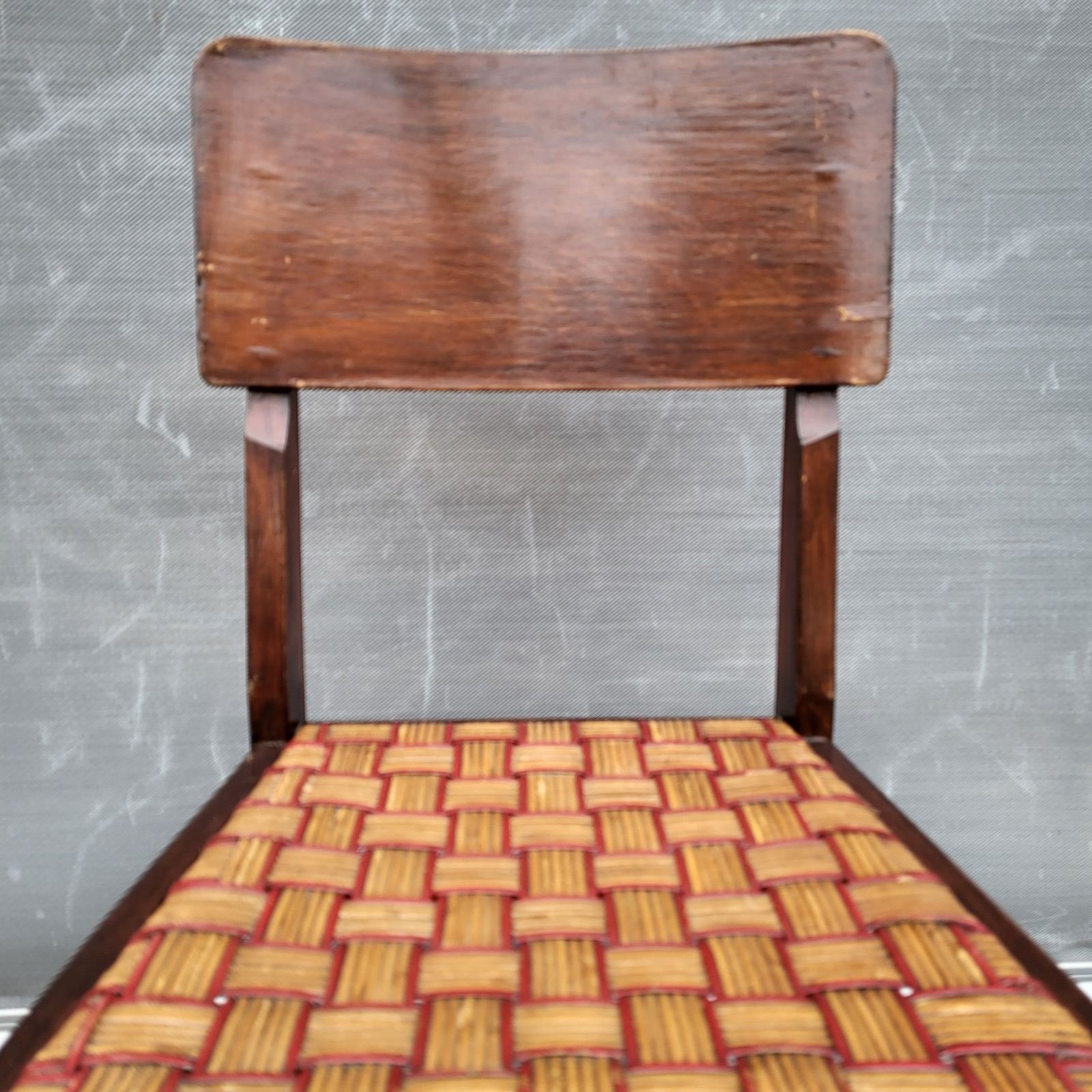 Set de 2 chaises bistrot 1950 bois et rotin