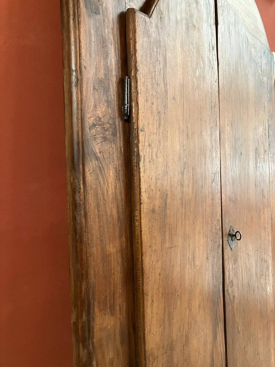 Antique Rustic Tuscan Window in Chestnut with Original Wrought Iron Hardware, 1800s