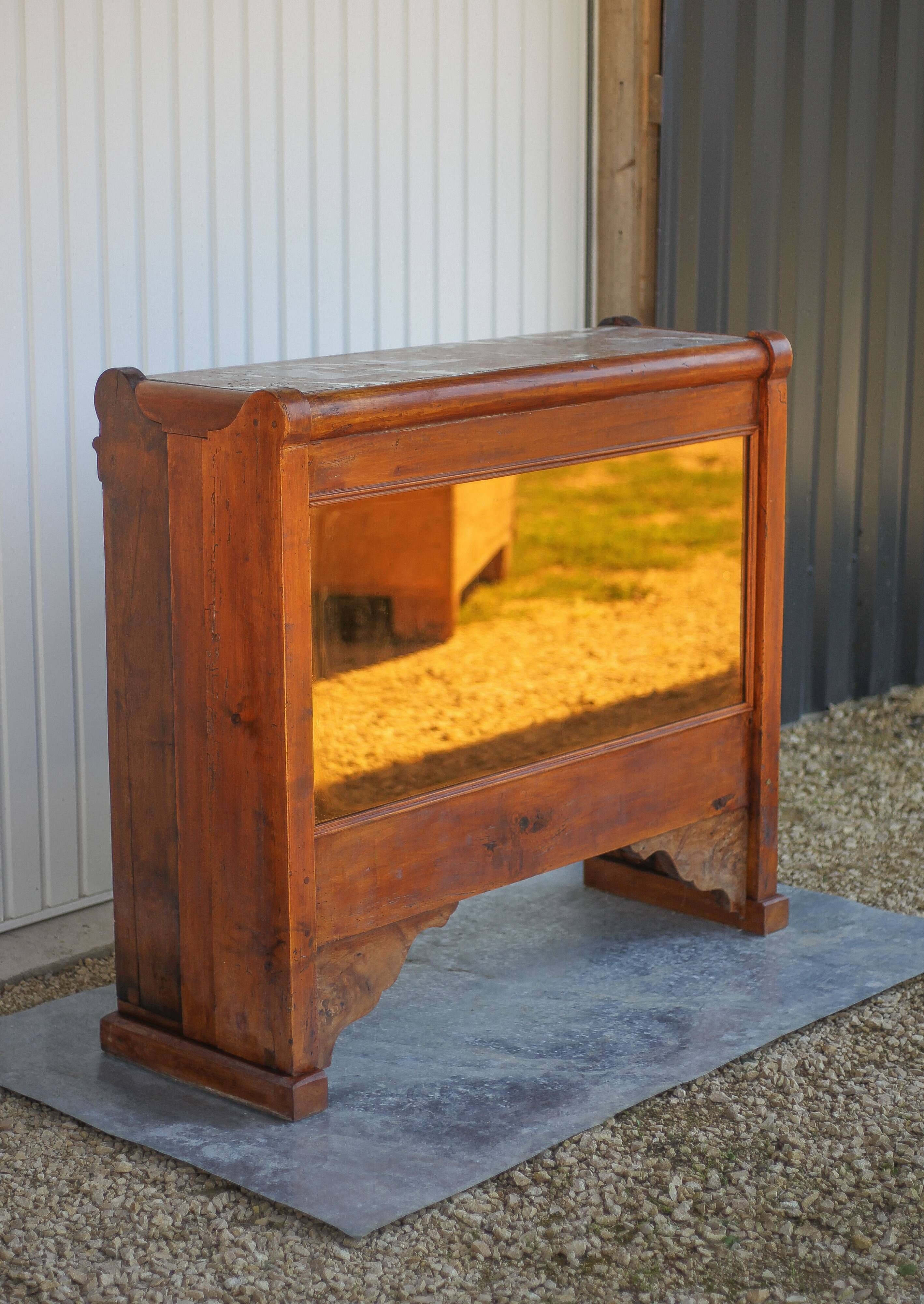 Handcrafted wooden bar, mirror bar and marble slab, wooden furniture