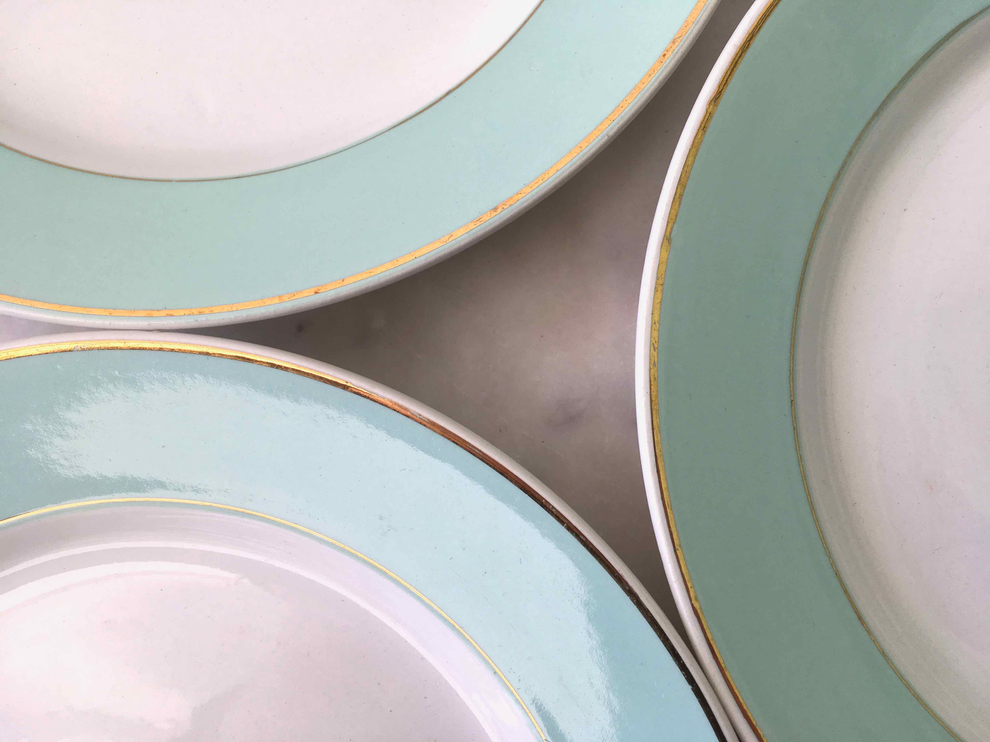 Set 6 flat plates fine earthenware Lunéville Meudon