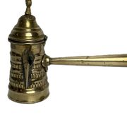 Brass dallah coffee pot with bird-shaped finial, 20th century.