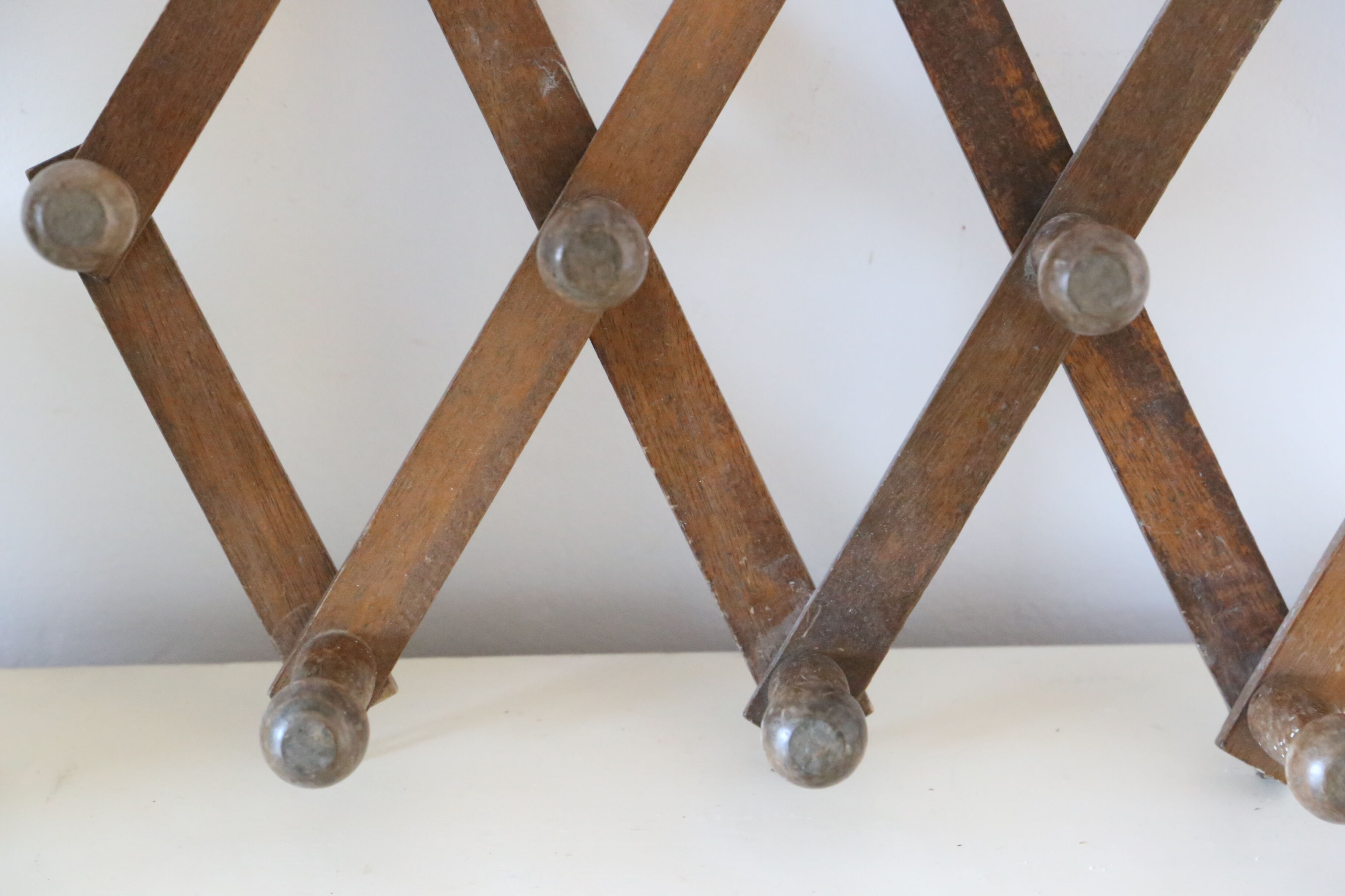 Vintage coat rack, wood, accordion