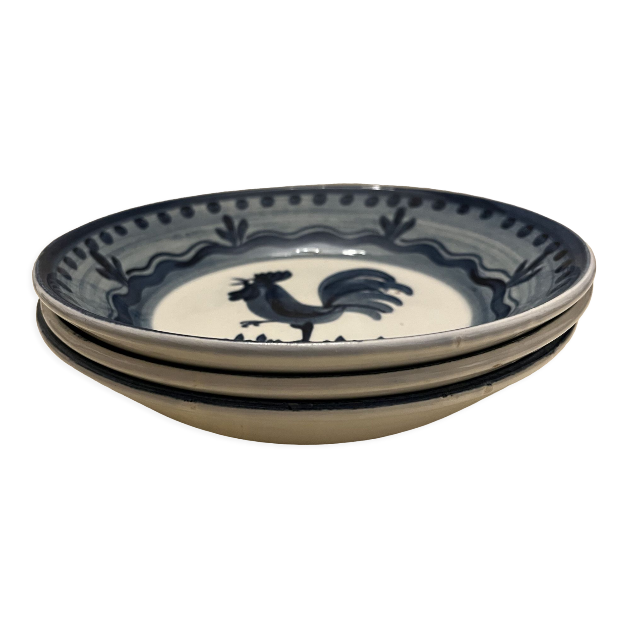 3 Hollow plates in Gien earthenware