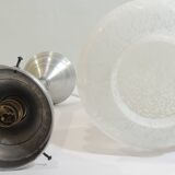 Vintage pendant light in white speckled opaline glass