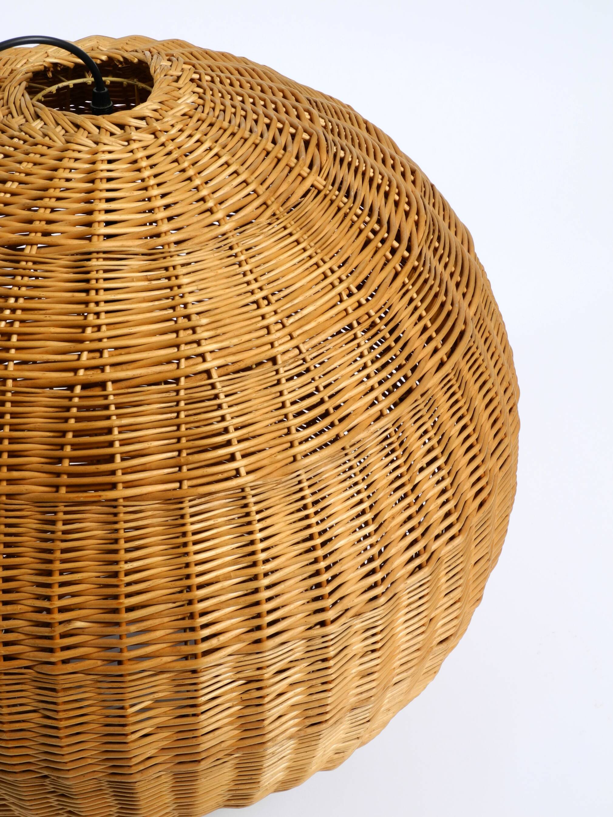 Very rare original XXL rattan ball pendant lamp | Mid Century Modern | Ø 66