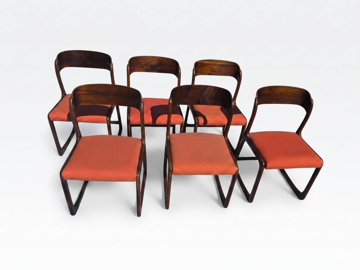 6 Baumann sled chairs in rosewood from the 1960s.