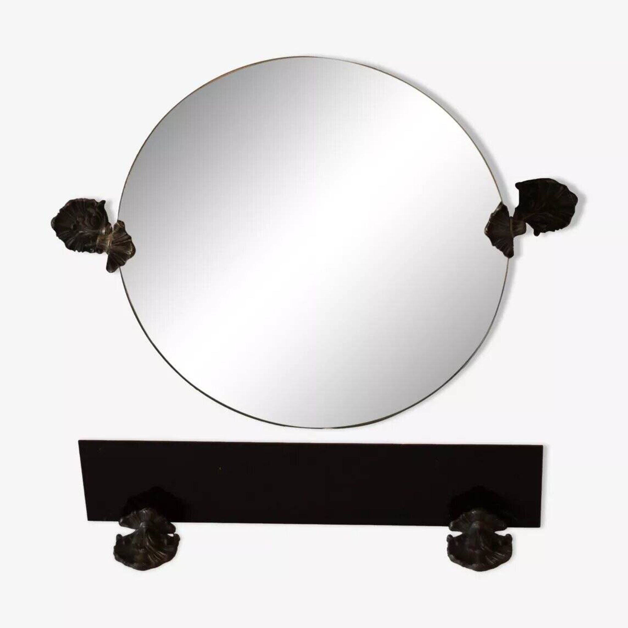 ensemble de salle de bains miroir rond et etagere