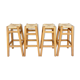 Lot of 4 high wooden stools with mulched seat