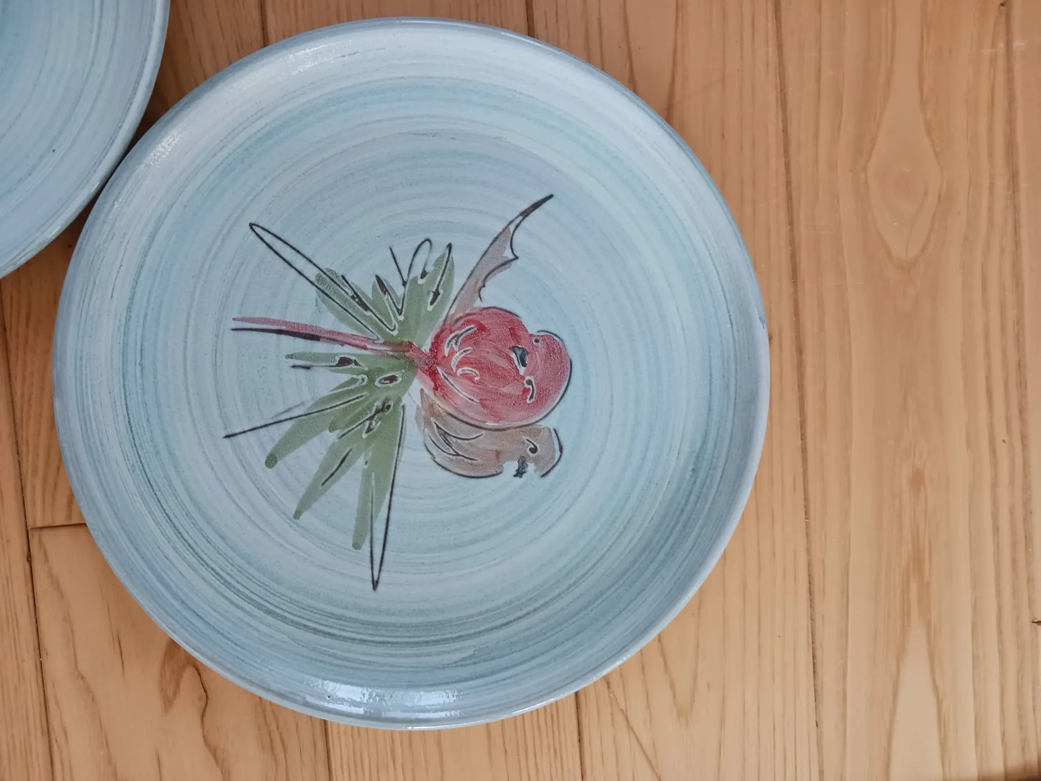 Glazed ceramic plates, signed Camos Vallauris.