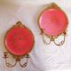 Pair of Napoleon III porcelain and bronze wall lights