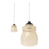 Ensemble de 2 lampes de plafond vintage beiges, années 1960.