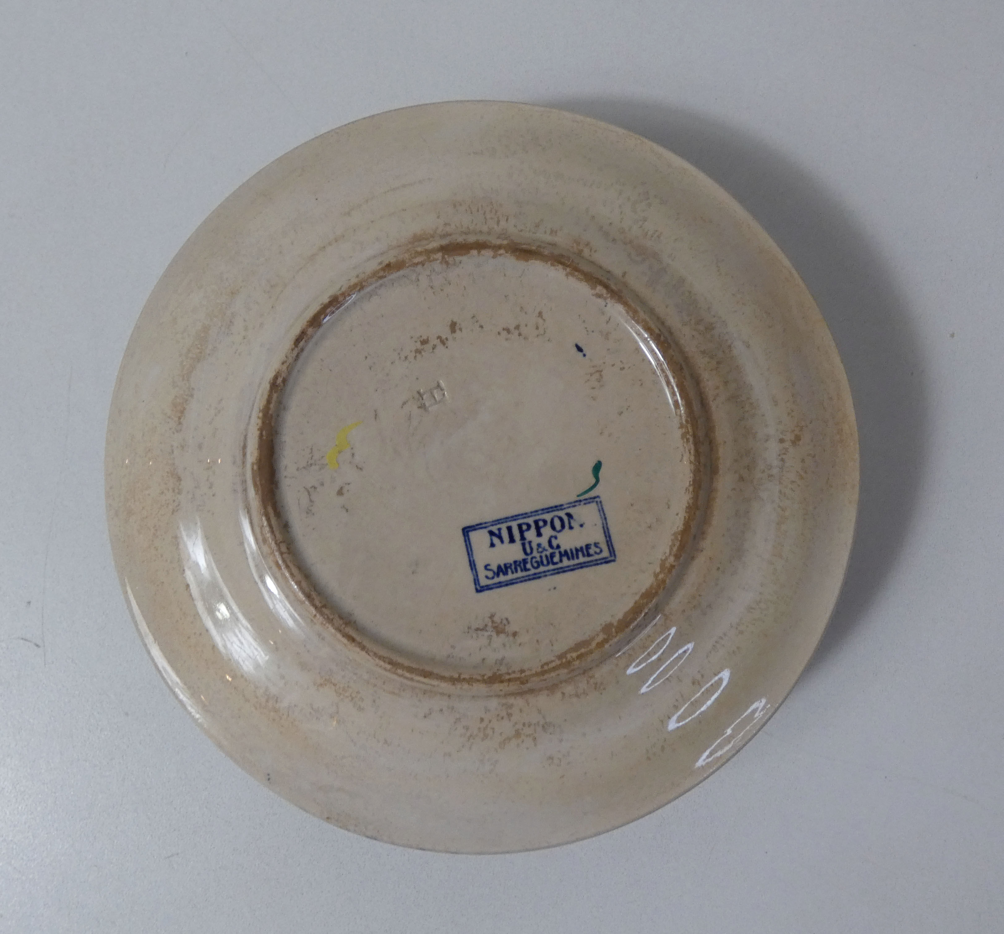 Sarreguemines old bowl with polychrome faience tray model NIPPON
