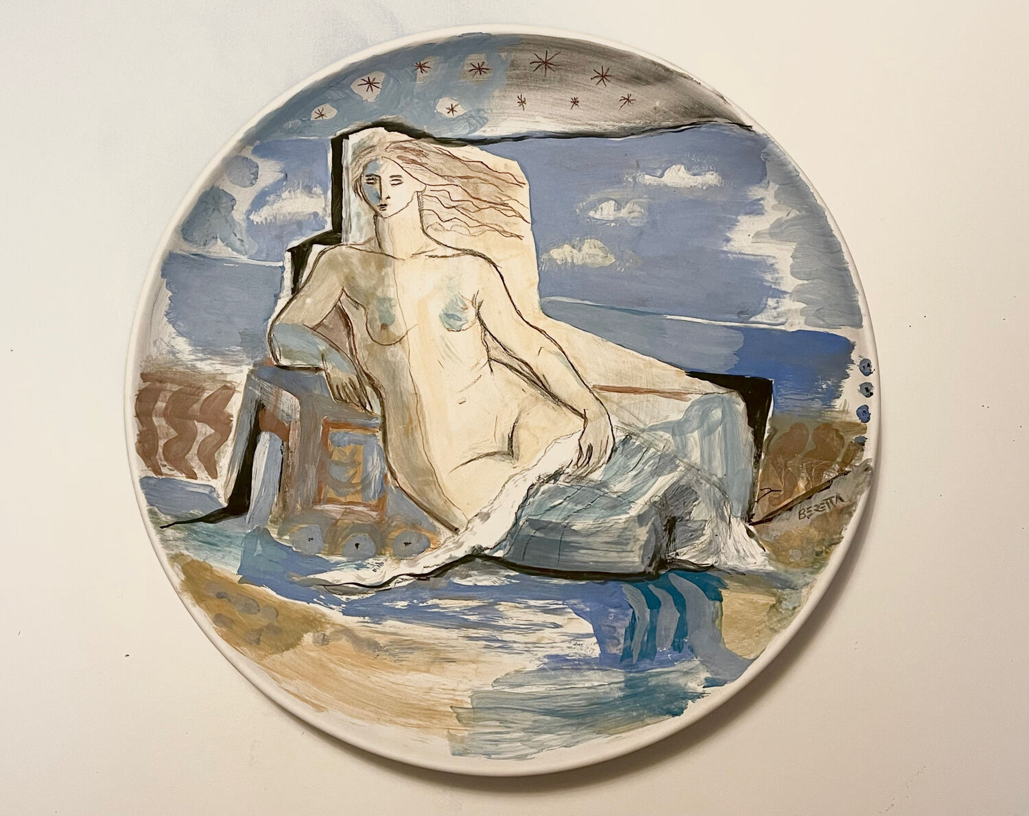 Unique signed ceramic plate