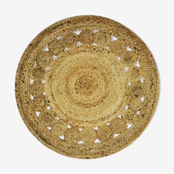 Tapins rond en jute motif ajouré 70cm