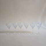 Set of 6 cut crystal wine glasses
