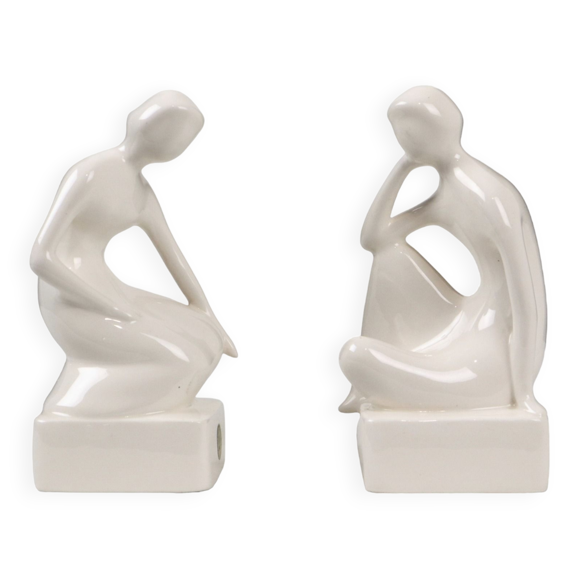 Set serre-livres homme et femme art déco style royal delft 19cm